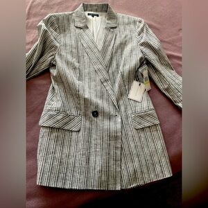Grey and white pinstripe cotton jacket NWT size 4